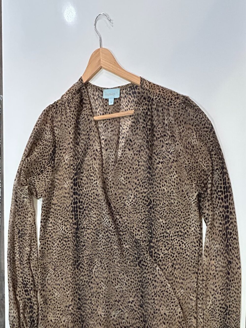 Veronica M Leopard Print Sheer Blouse Medium